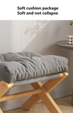 NNEOBA Foldable Solid Wood Low Stool with Paste-Style Grey Seat Cushion