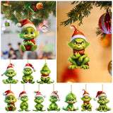 10pcs Whimsical Green Christmas Tree Ornaments