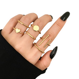 NNEOBA Bohemian Geometric Rings Set For Women Vintage Star Moon Flower Knuckle Finger Ring Women Girl Fashion Jewelry Gift