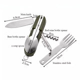 NNEOBA 7-in-1 Folding Camping Cutlery Set with Storage Bag Green