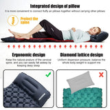 NNEOBA Camping Inflatable Sleeping Pad with Built-in Foot Pump And Pillow Navy Blue