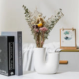 NNEOBA Nordic Elegance: White Ceramic U-shaped Vase for Stylish Living Spaces