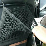NNEOBA 2Pcs Elastic Car Storage Net Bag Between Seat Organizer Barrier Black