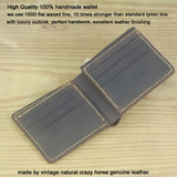 Handmade Genuine Leather Bifold Wallet with Zip Pocket