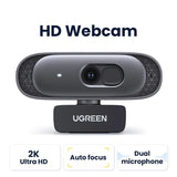 NNEOBA 2K USB Webcam HD Mini Web Camera with Autofocus Black