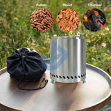 NNEOBA Smokeless Stainless Steel Camping Stove Mini Fire Pit Silver