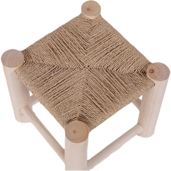 NNEOBA Hand-Woven Wooden Shoe Changing Stool - Beige Pine Stool with Non-Slip Surface