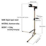 NNEOBA Adjustable Aluminum Bike Repair Stand with Foldable Storage Gold