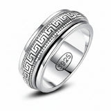 925 Sterling Silver Great Wall Spinner Ring – Double-Layer Rotating Band for Men & Women
