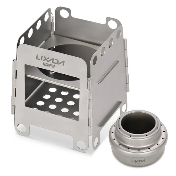 NNEOBA Folding Wood Stove with Mini Alcohol Stove Silver