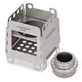 NNEOBA Folding Wood Stove with Mini Alcohol Stove Silver