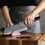NNEOBA 7.5-Inch Damascus Steel Cleaver Knife G10 Handle Black