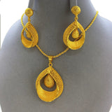 NNEOBA Gold Plated Necklace Earrings Bridal Set