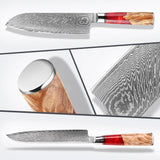 NNEOBA 7-Inch VG10 Damascus Steel Chef Knife  Razor Sharp Red