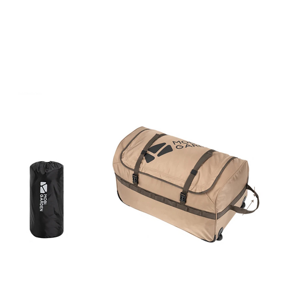 NNEOBA Camping Trolley Storage Bag 80L Duffel with Wheels Brown