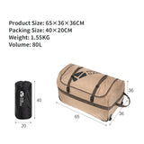 NNEOBA Camping Trolley Storage Bag 80L Duffel with Wheels Brown