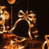 3.5M Warm White LED Tree Deer Bell Christmas Curtain String Lights