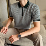 Men's Grid Knit Polo Shirt