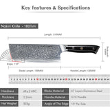 NNEOBA Professional 7-Inch Damascus Steel Meat Cleaver VG10 Core Black