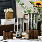 NNEOBA Elegant European Glass Vase with Wooden Base