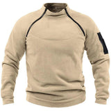 NNEOBA Men's Tactical Fleece Pullover Jacket Outdoor Hiking (Khaki)