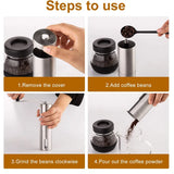 NNEOBA Manual Coffee Grinder Stainless Steel Hand Crank Conical Burr Grinder Silver
