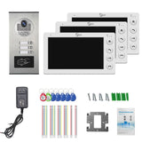 NNEOBA 3-Unit Video Intercom Doorbell System with RFID Unlock
