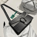 NNEOBA Crocodile Pattern Chain Shoulder Bag
