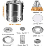 NNEOBA Portable Wrap-Around Charcoal Grill Smokeless BBQ Grate Silver