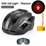 NNEOBA Ultralight Cycling Helmet with Magnetic Goggles LED Taillight Titanium