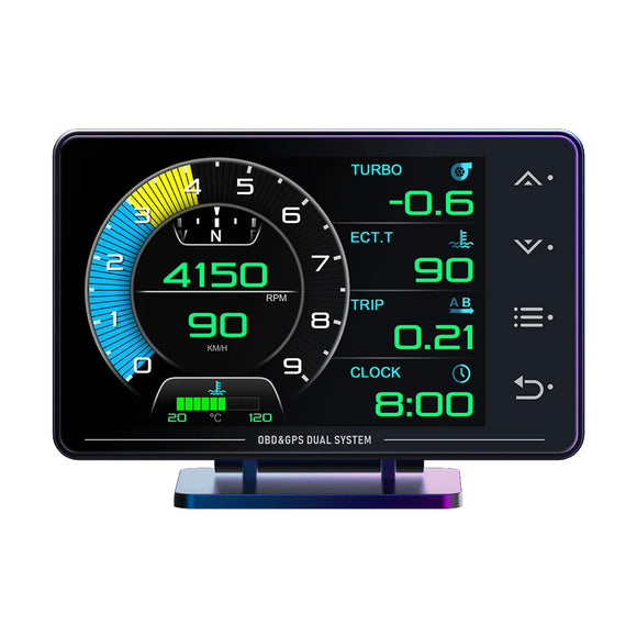 NNEOBA XS HUDGauge–Multi-Function OBD+GPS Car Instrument Black