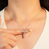14K Gold Filled Moissanite Cross Pendant Necklace – D Color Round Moissanite with GRA Certificate