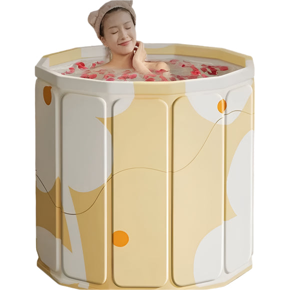 NNEOBA Foldable Portable Bathtub Insulated Full-Body Bath Bucket Yellow