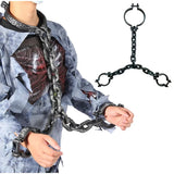 Halloween Plastic Handcuffs Fetters Ball Props Realistic Pranks With Chain Anklets Costume Props Prisoners Cosplay Accessories