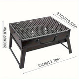NNEOBA Portable Charcoal BBQ Grill Stainless Steel Mini Outdoor Cooking Kit (Black)