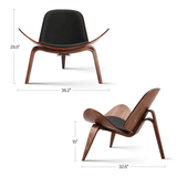 NNEOBA Mid-Century Modern Nordic Design Shell Chair in Black Walnut