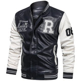 NNEOBA Men's PU Leather Moto Jacket (WHITE)
