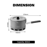 NNEOBA Ultralight Heat Exchanger Pot Camping Cookware Grey