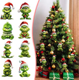 10pcs Whimsical Green Christmas Tree Ornaments