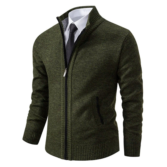 NNEOBA Mens Collar Fleece Sports Zipper Jacket (Green)
