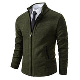 NNEOBA Mens Collar Fleece Sports Zipper Jacket (Green)