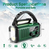 NNEOBA Emergency Weather Radio Solar Hand Crank Green