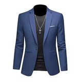 NNEOBA Mens Slim Fit Casual Suit Jacket Single Button (Navy)