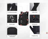 NNEOBA Waterproof Backpack with USB Charging PortRucksack Black