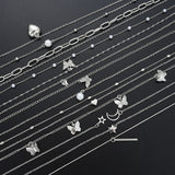 NNEOBA NNEOBA 13-Piece Womens Silver Necklace Set with Charms