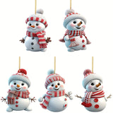 5-Piece Acrylic Snowman Ornaments – 2D Flat ornament