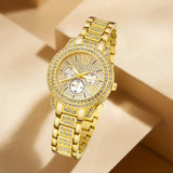 NNEOBA Women's Gold Quartz Watch Jewelry Gift Set