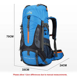 NNEOBA 70L Camping Backpack Tear-Resistant Rucksack Blue