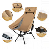 NNEOBA Portable High-Back Camping Chair Khaki