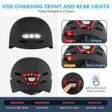 NNEOBA Bike Helmet with Front And Rear Rechargeable LED Lights Matte Black